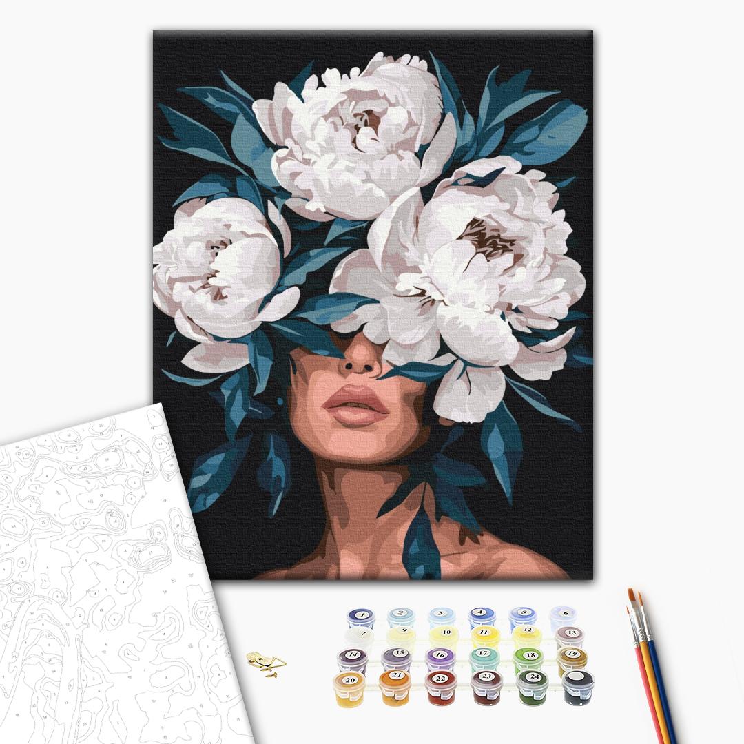 Painting by numbers The secret of white peonies (BS54008)