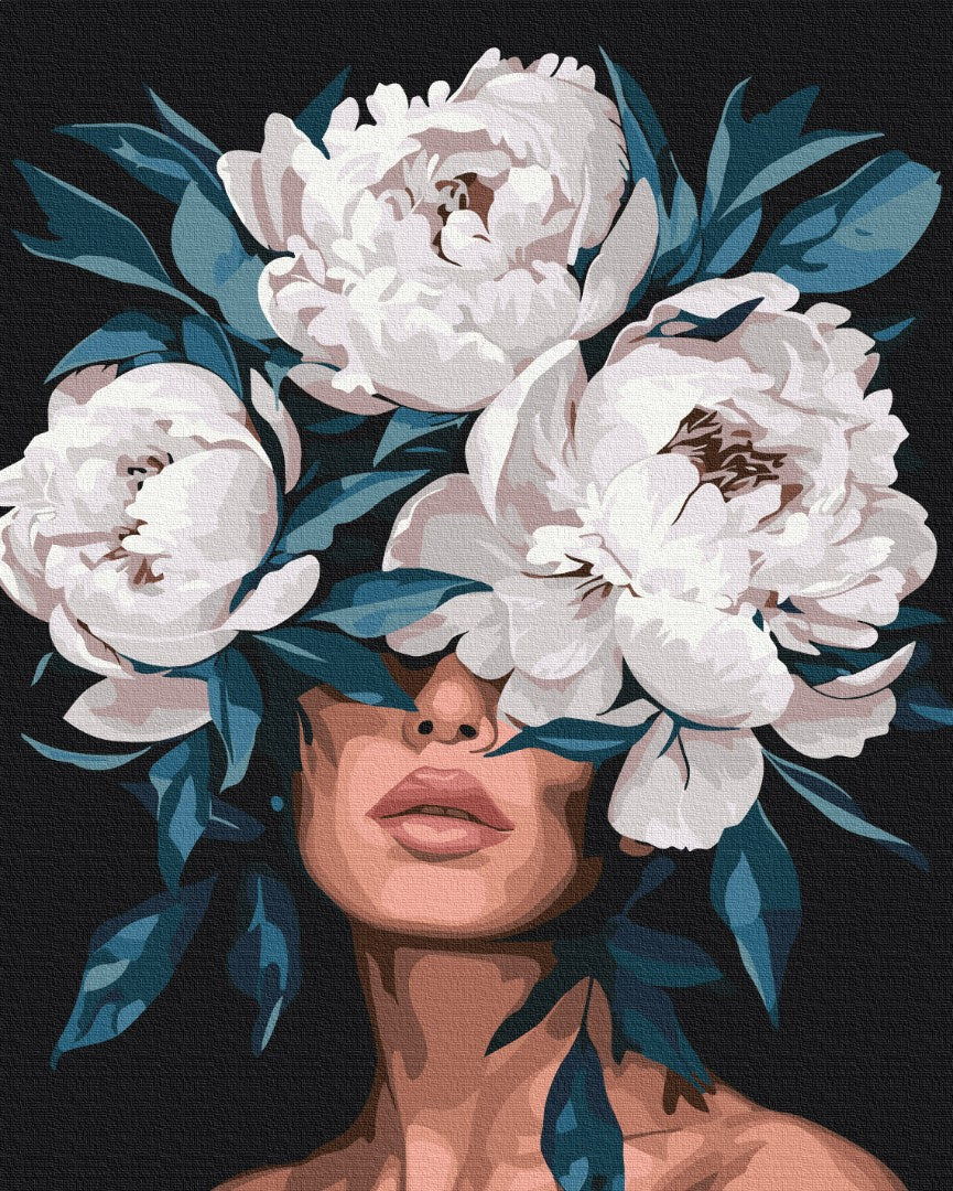 Painting by numbers The secret of white peonies (BS54008)
