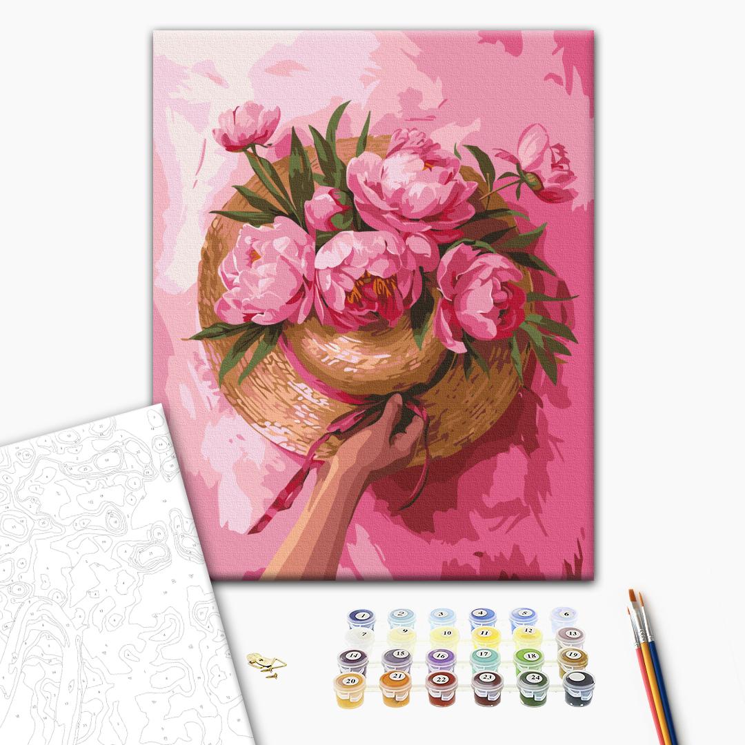 Painting by numbers A hat among flowers (BS54090)