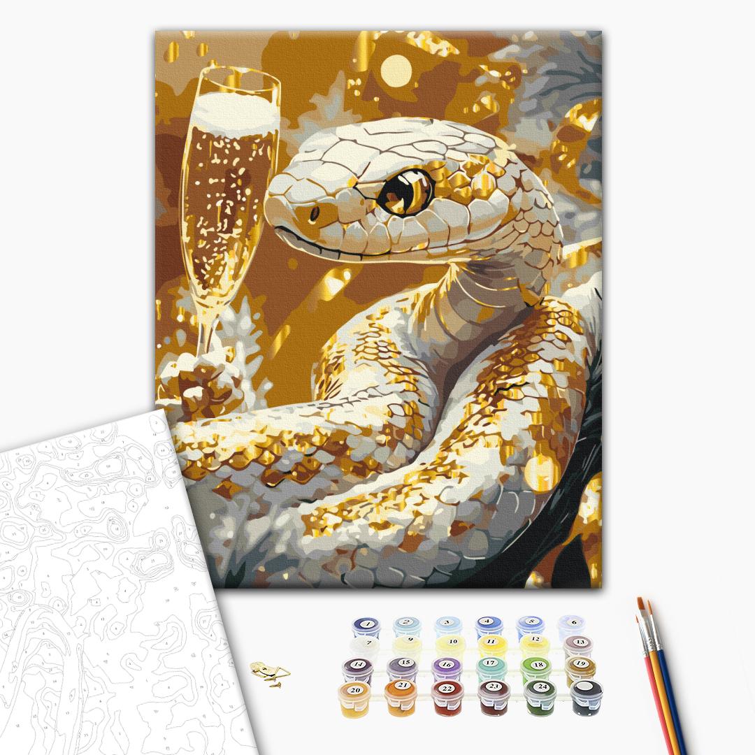 Painting by numbers Holiday under the sign of the Snake with metallic colors (SBS033)