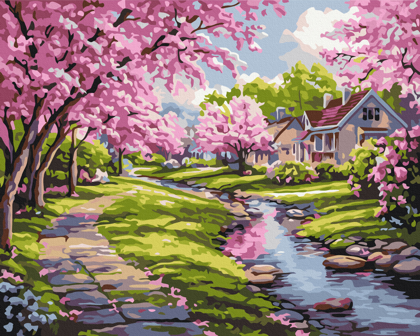Painting by numbers Sakura near the house (BS54231)