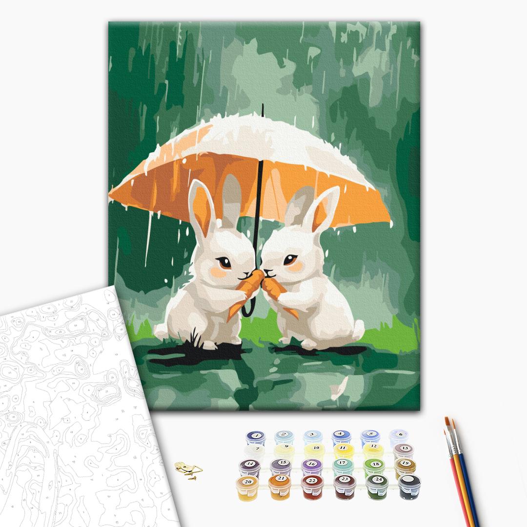 Painting by numbers Two bunnies under an umbrella (KBS0194)