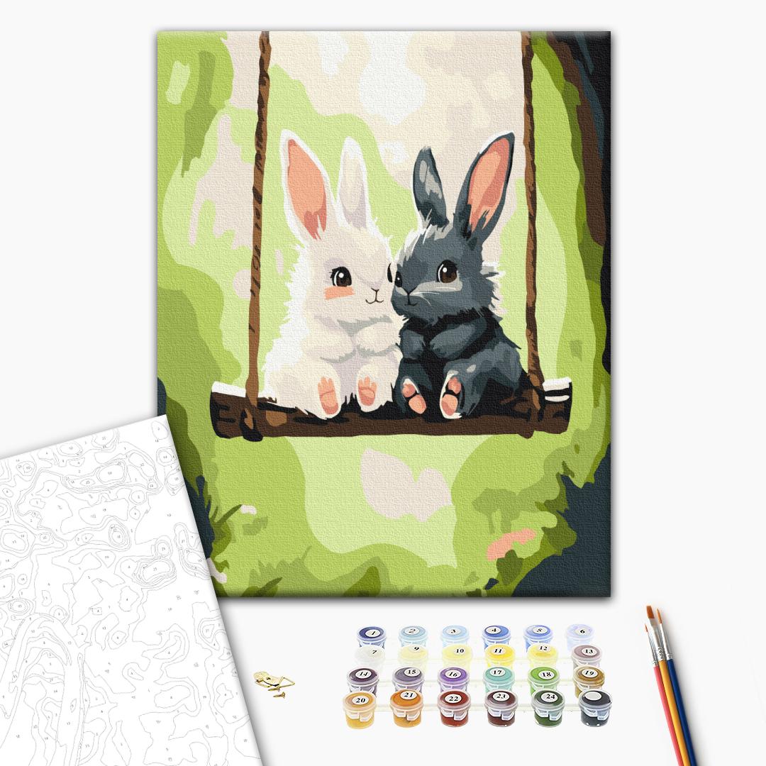 Painting by numbers Bunnies on a swing (KBS0198)