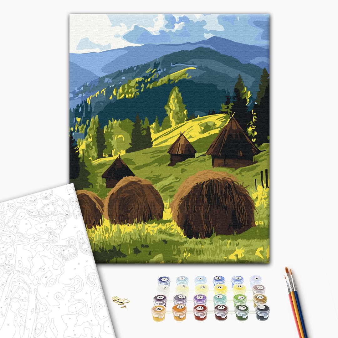 Painting by numbers Sun over the mountain pasture (BS54380)
