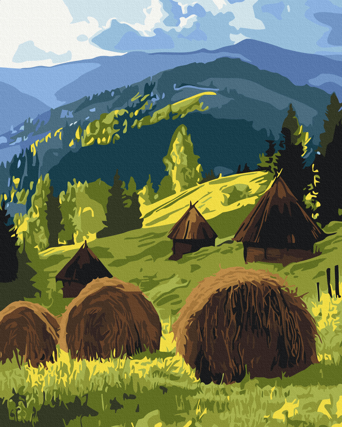 Painting by numbers Sun over the mountain pasture (BS54380)