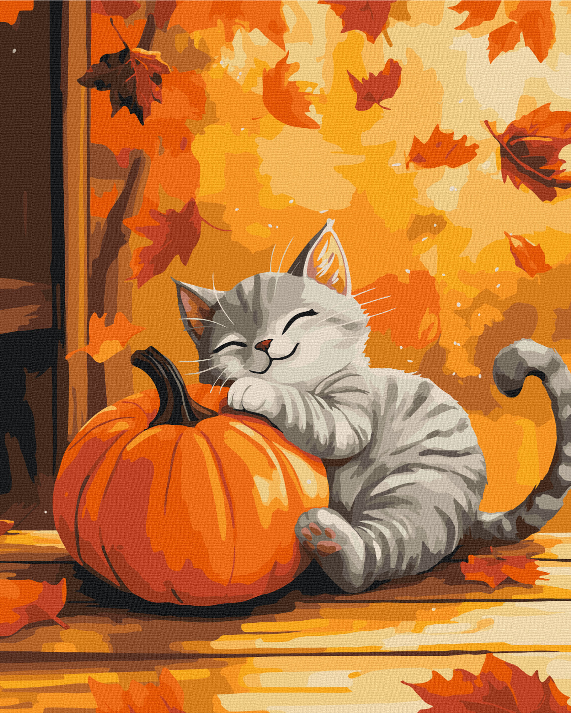 Painting by numbers Cat with a pumpkin (BS54391)