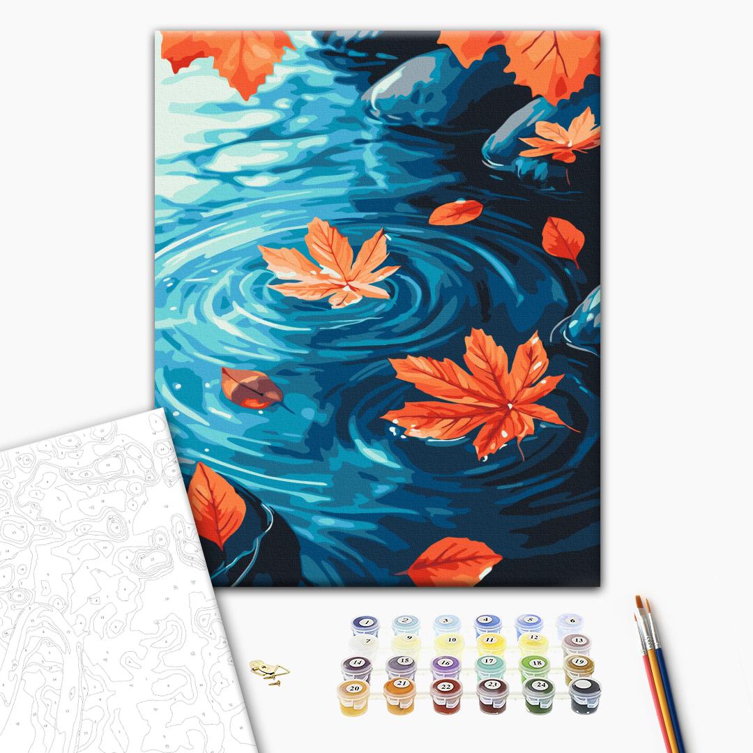 Painting by numbers Golden leaves on the water (BS54357)