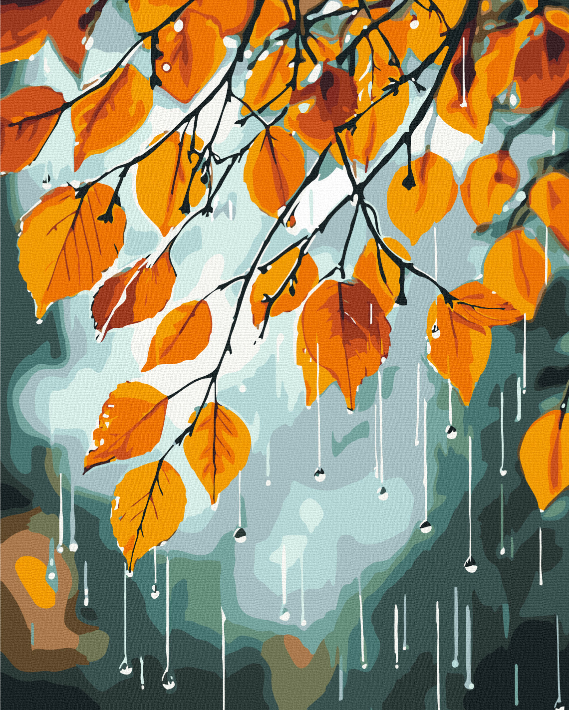 Painting by numbers Autumn rain (BS54393)
