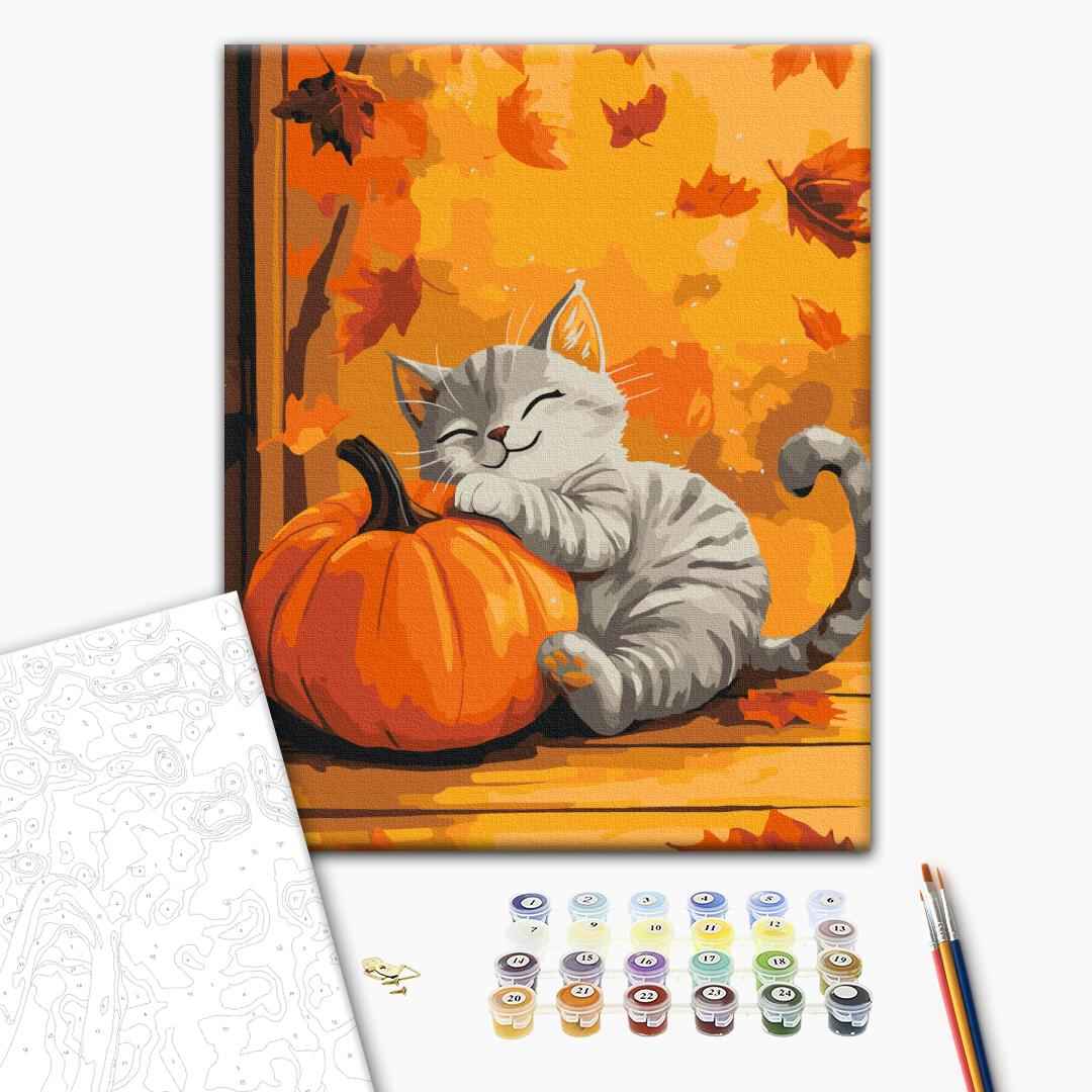 Painting by numbers Cat with pumpkin (RBS54391)