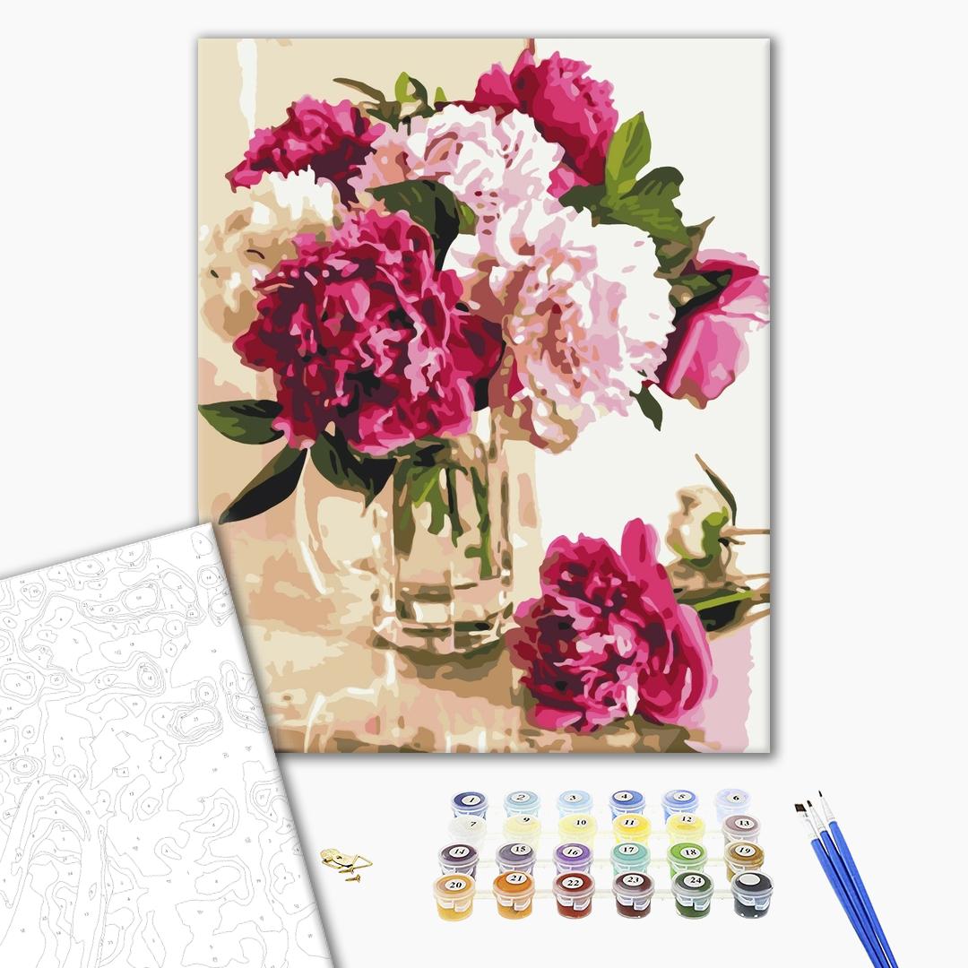 Painting by numbers Delicate peonies in a glass vase (BS51329)