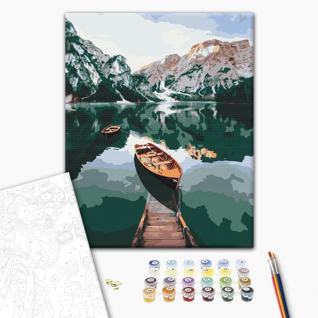 Painting by numbers Boat on mirror lake (BS51370)