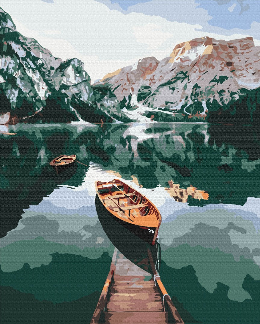 Painting by numbers Boat on mirror lake (BS51370)
