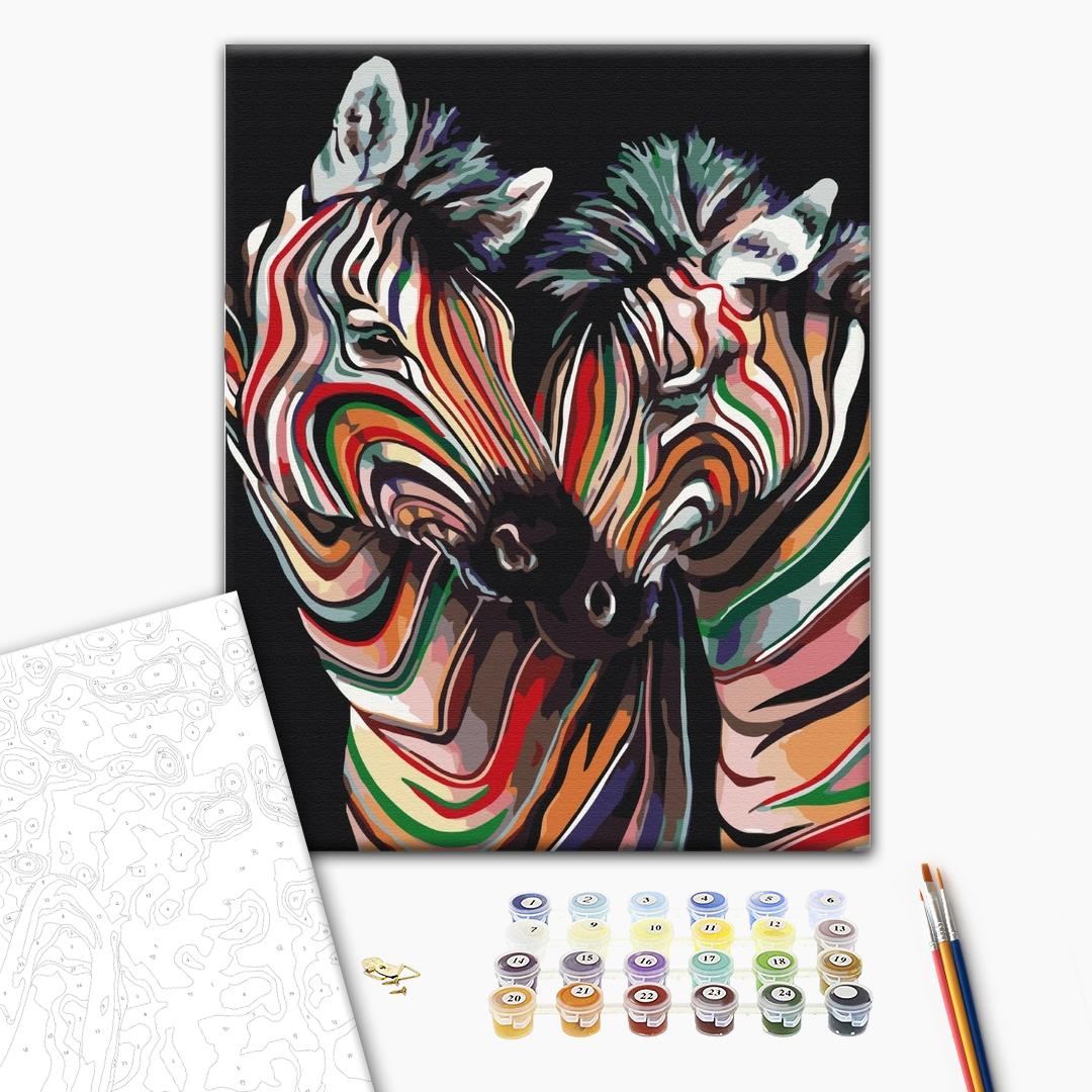 Painting by numbers Couple of rainbow zebras (BS23783)