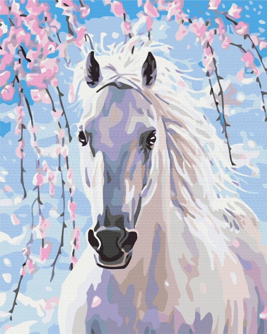 Painting by numbers Horse in sakura flowers (BS8528)