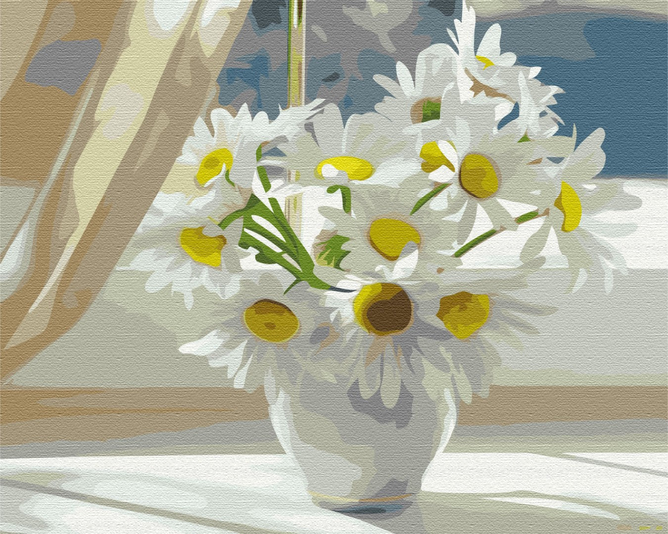 Painting by numbers Chamomiles in a white vase on the window (BS22637)