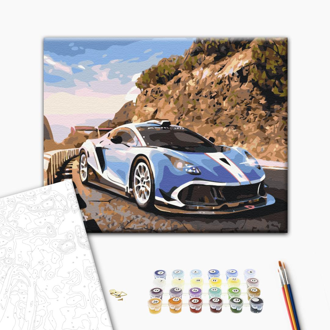Картина по номерам Спортивный автомобиль в горах (BS36390)
