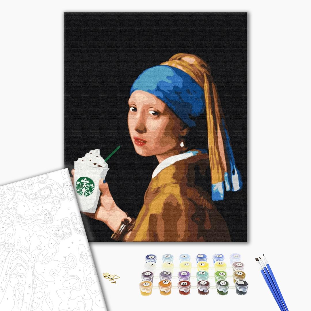 Painting by numbers Girl with double latte (BS36701)