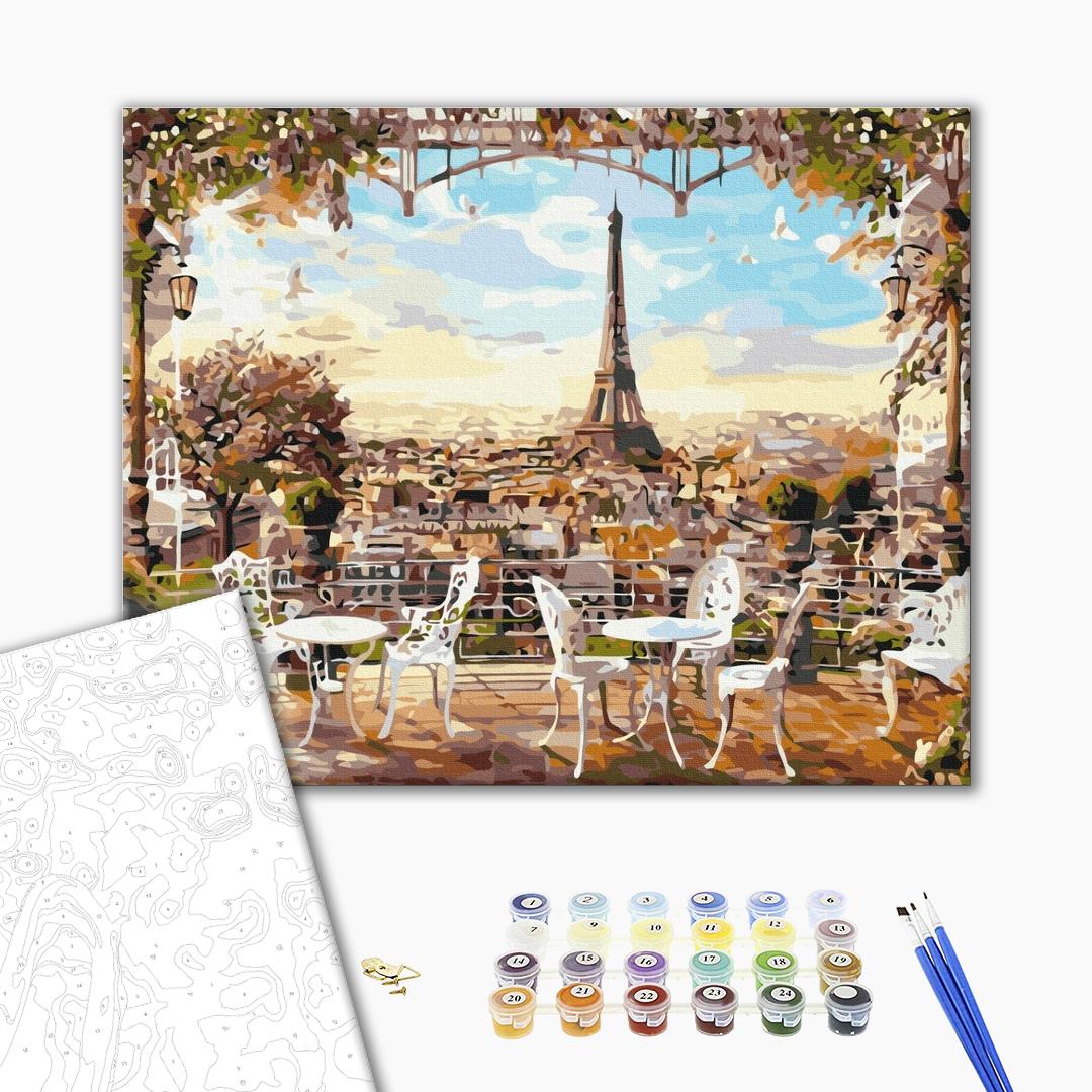 Painting by numbers Cafe overlooking the Eiffel Tower (BS8876)