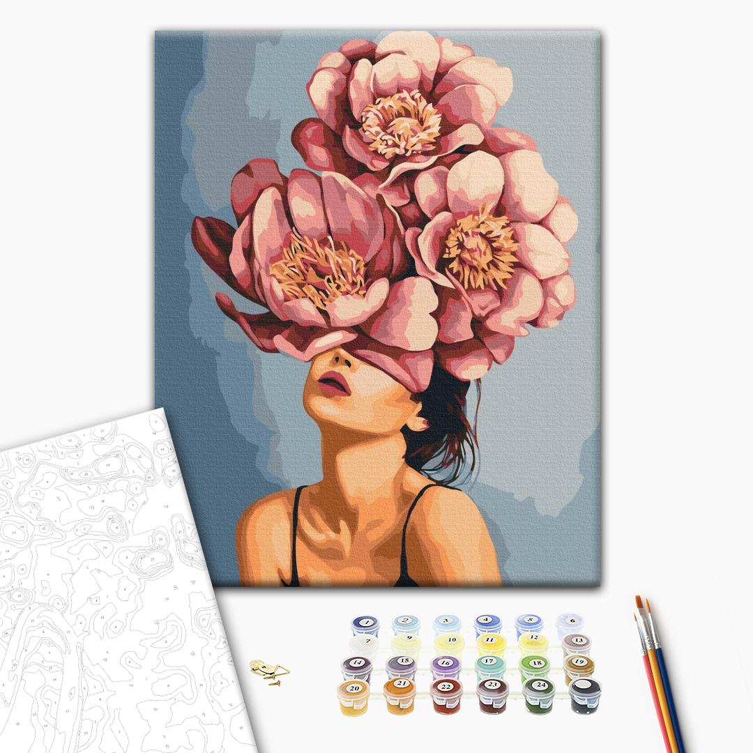 Painting by numbers Girl in blooming peonies (BS51368)