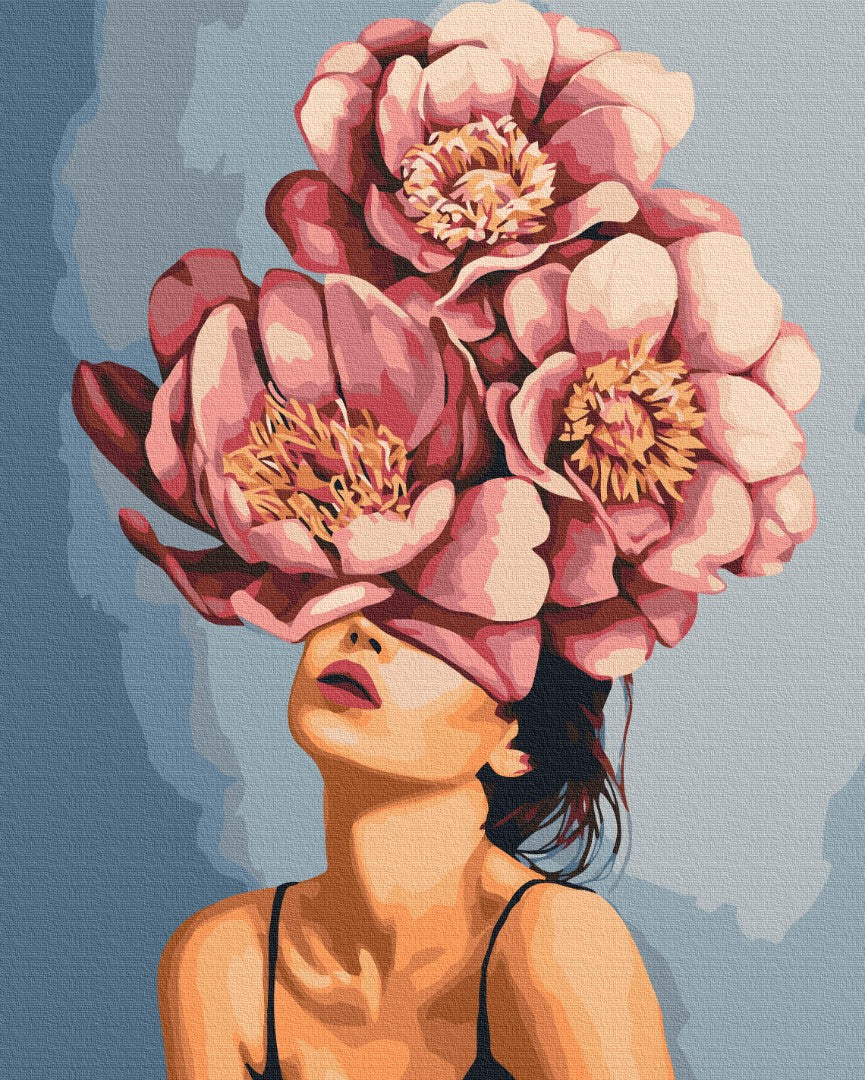Painting by numbers Girl in blooming peonies (BS51368)