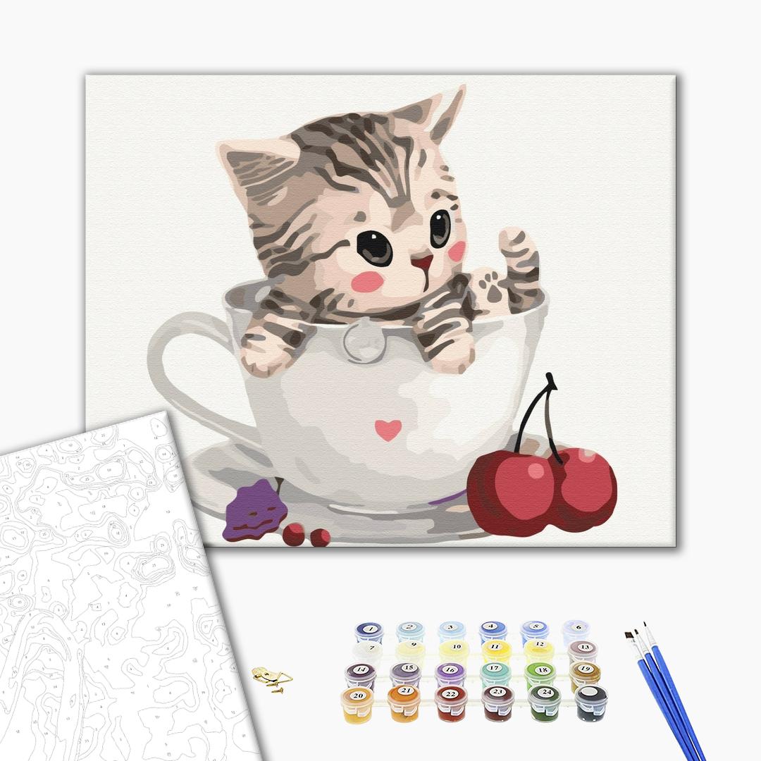 Painting by numbers Cat in a cup (BS8396)