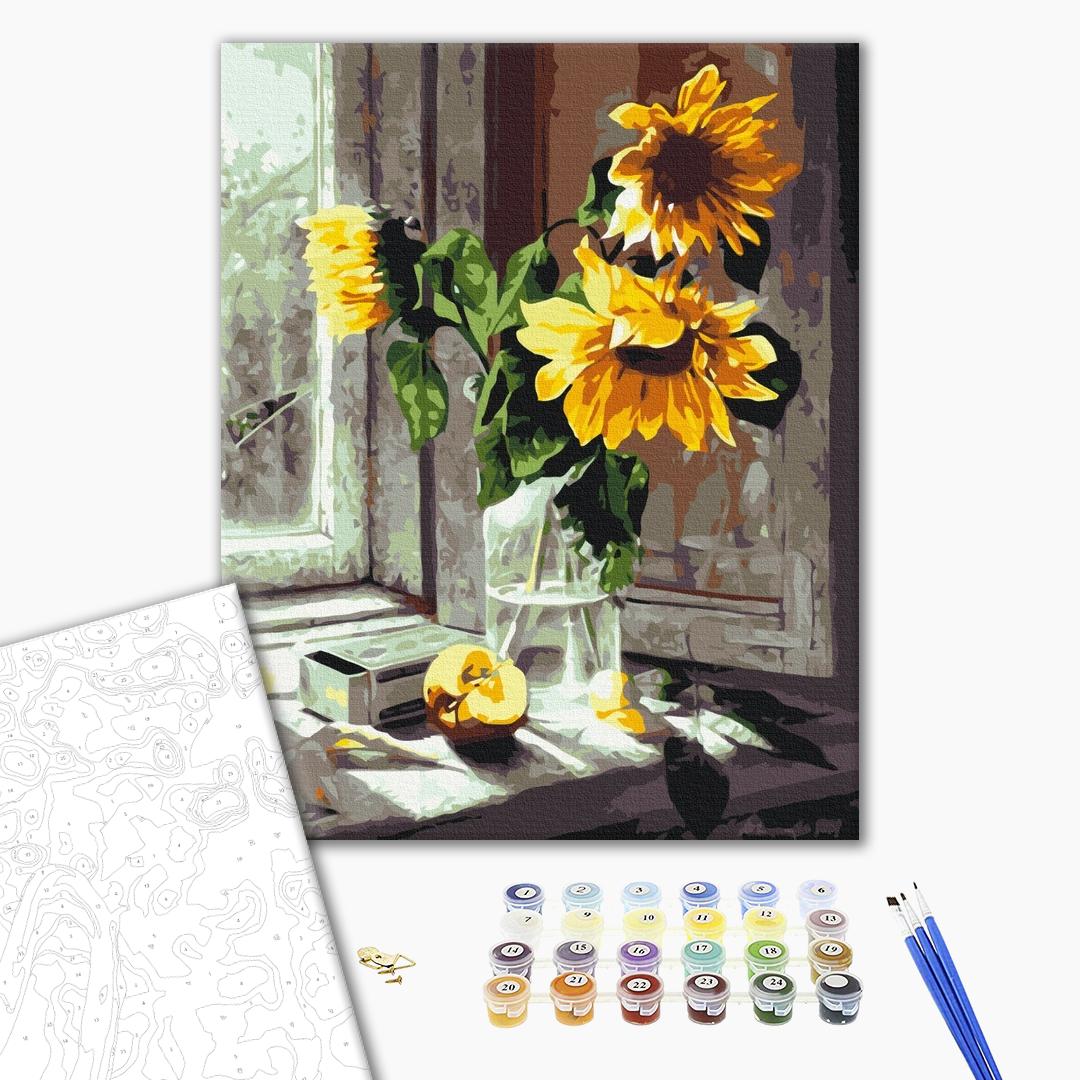 Painting by numbers Bouquet of sunflowers in the window (BS51954)