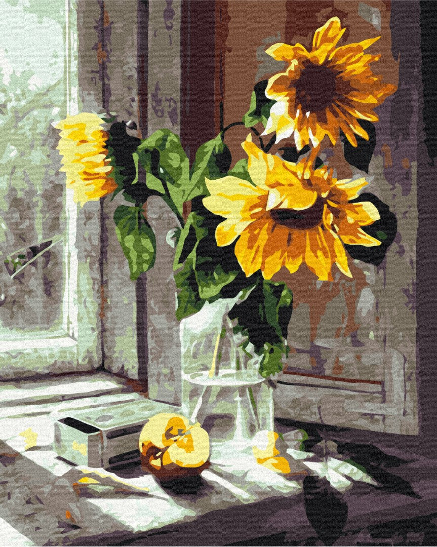 Painting by numbers Bouquet of sunflowers in the window (BS51954)