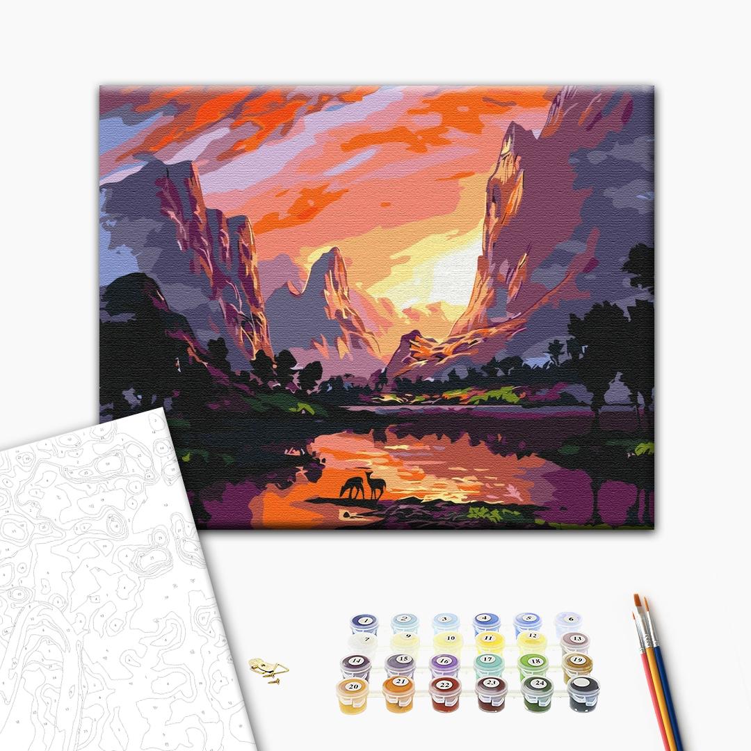Painting by numbers Bright sunset in the mountains (BS51977)
