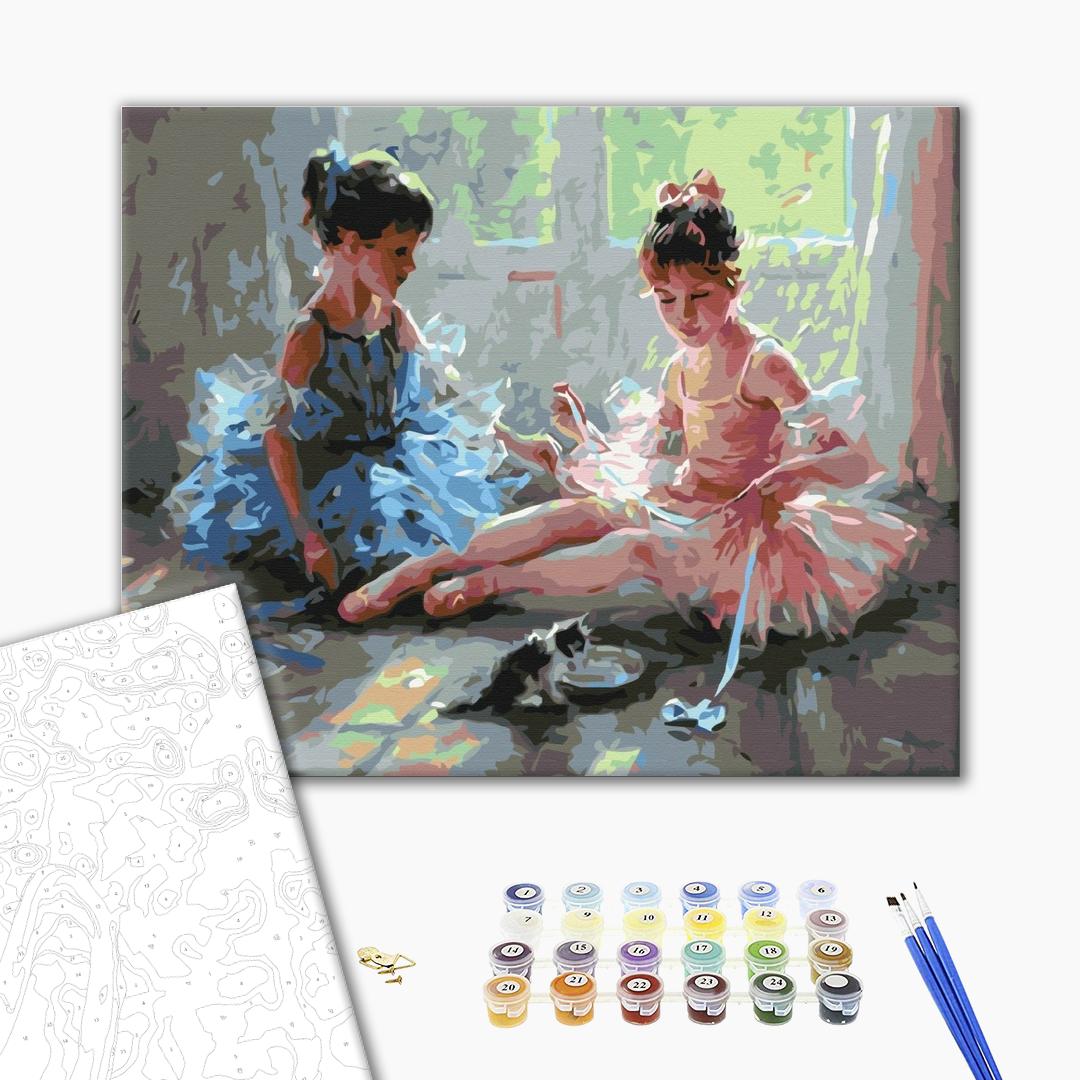 Painting by numbers Ballerinas with a kitten (BS51984)