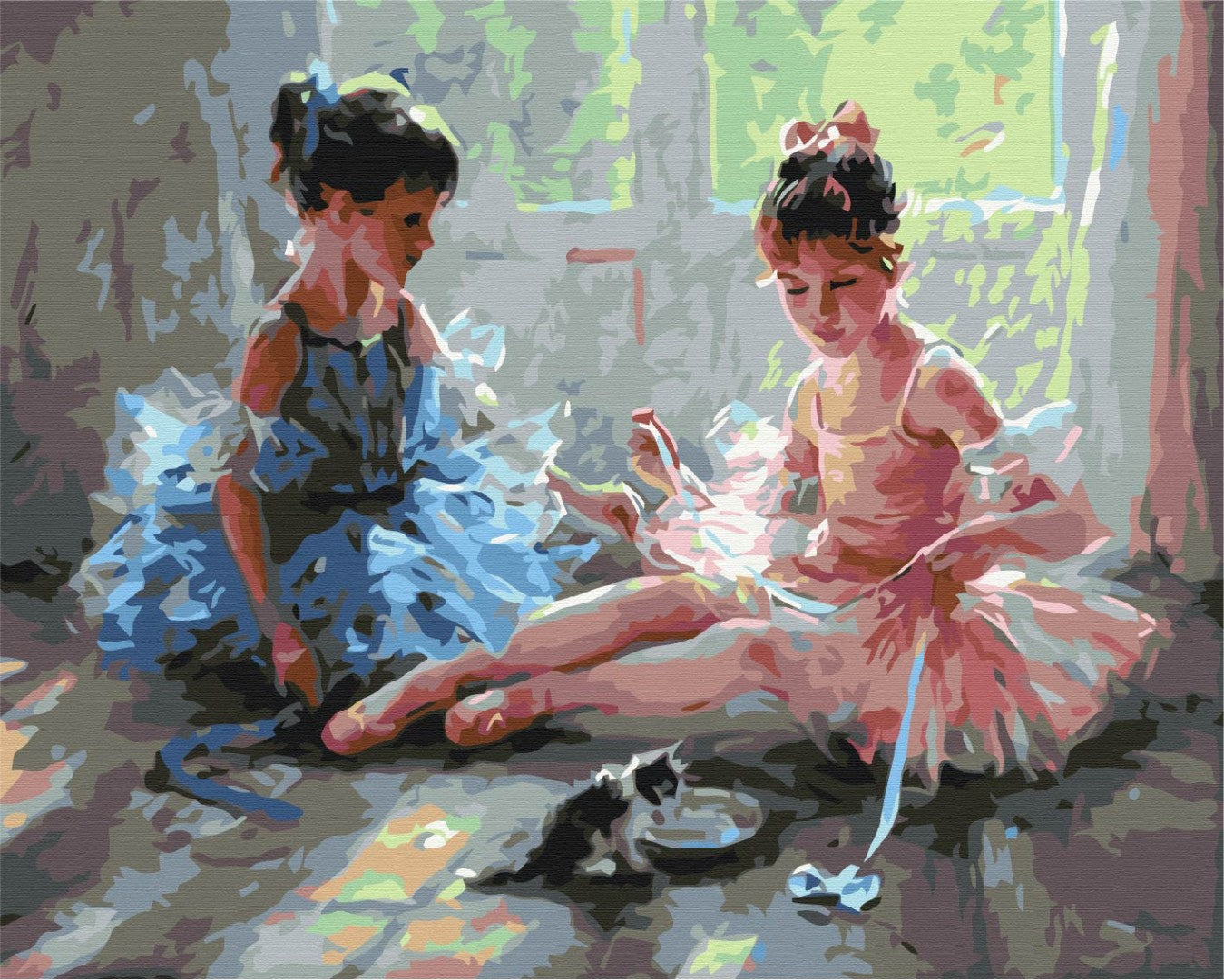 Painting by numbers Ballerinas with a kitten (BS51984)