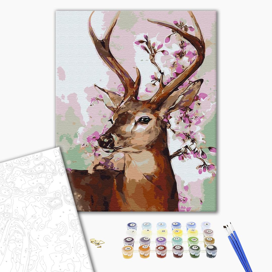 Painting by numbers Deer and sakura branch (BS258)