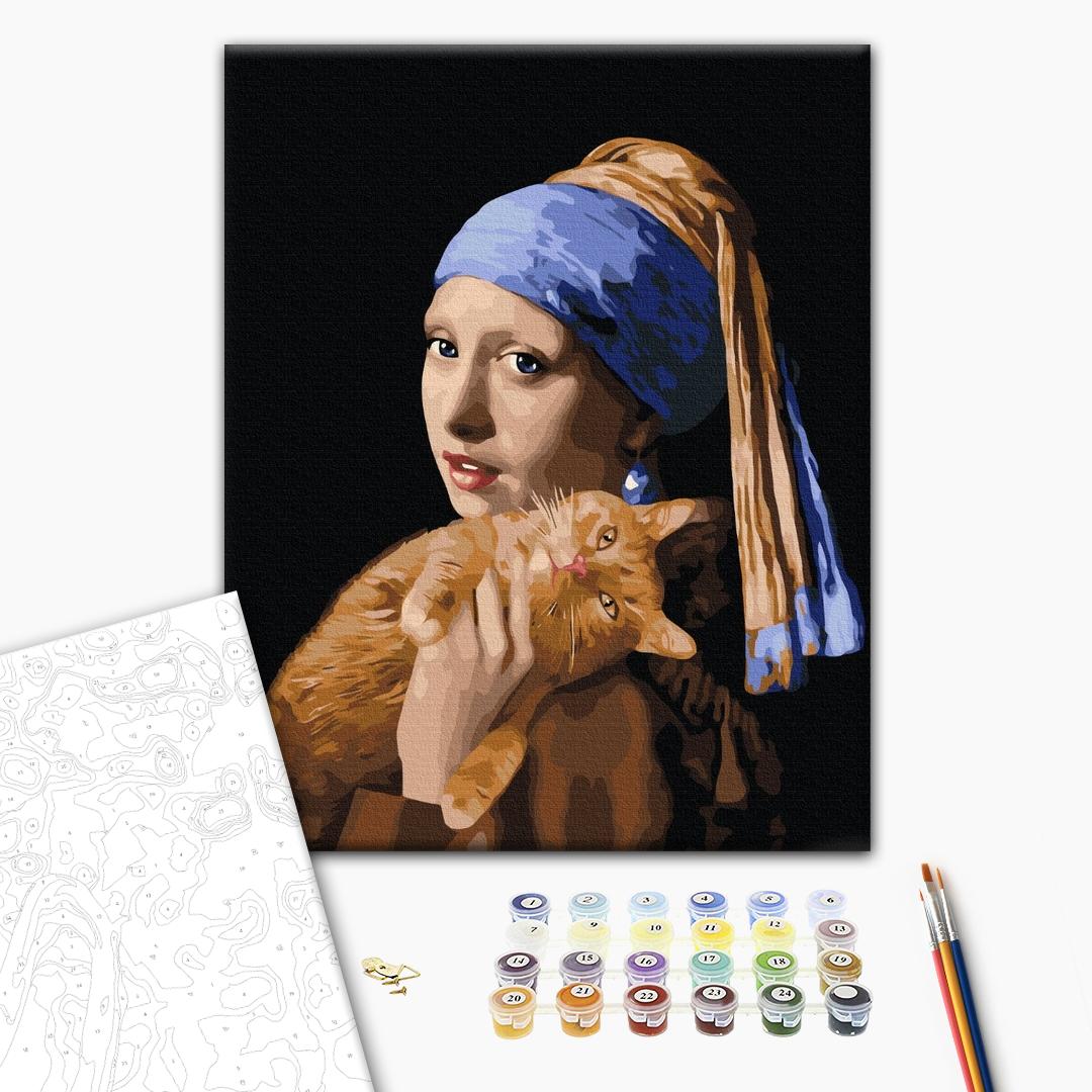 Painting by numbers Girl with a red cat (BS51581)