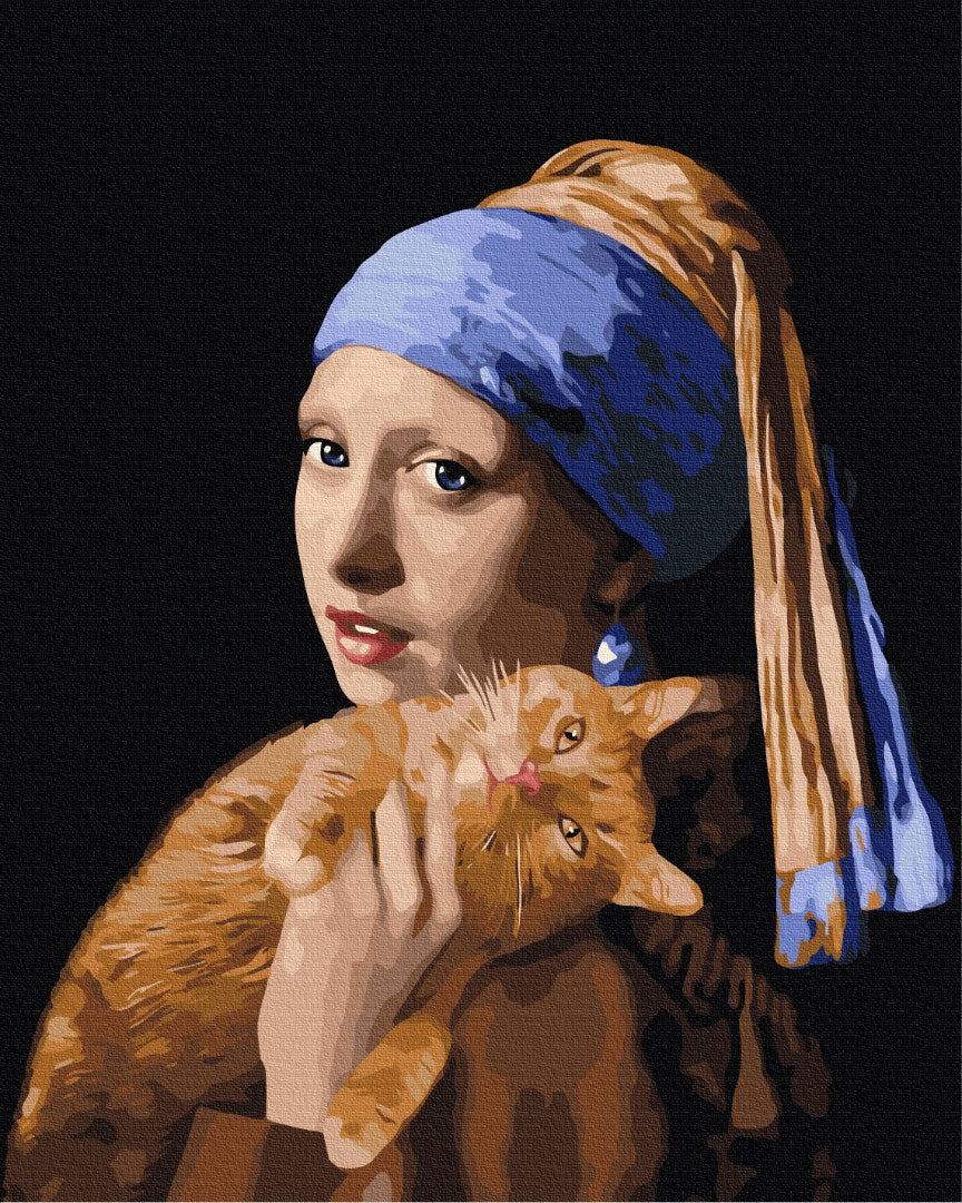 Painting by numbers Girl with a red cat (BS51581)