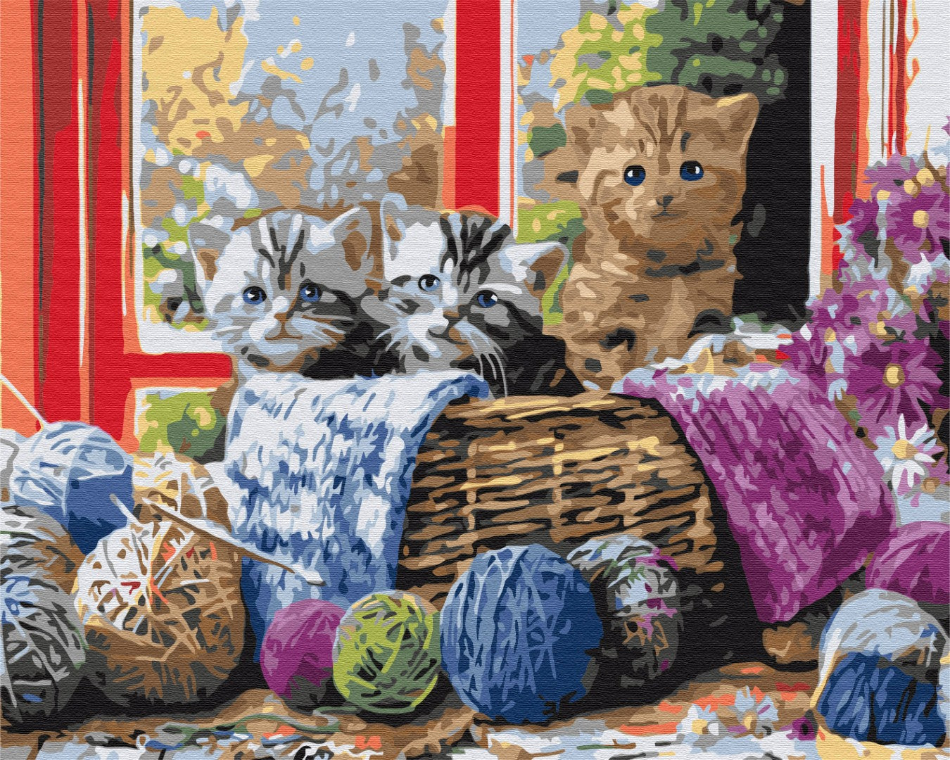 Painting by numbers Kittens in a basket (BS36646)