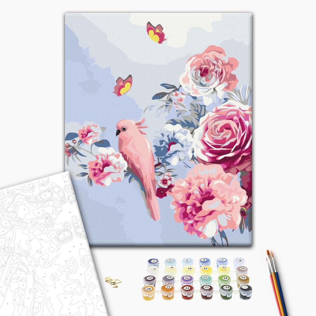 Painting by numbers Parrot in flowers (BS33352)
