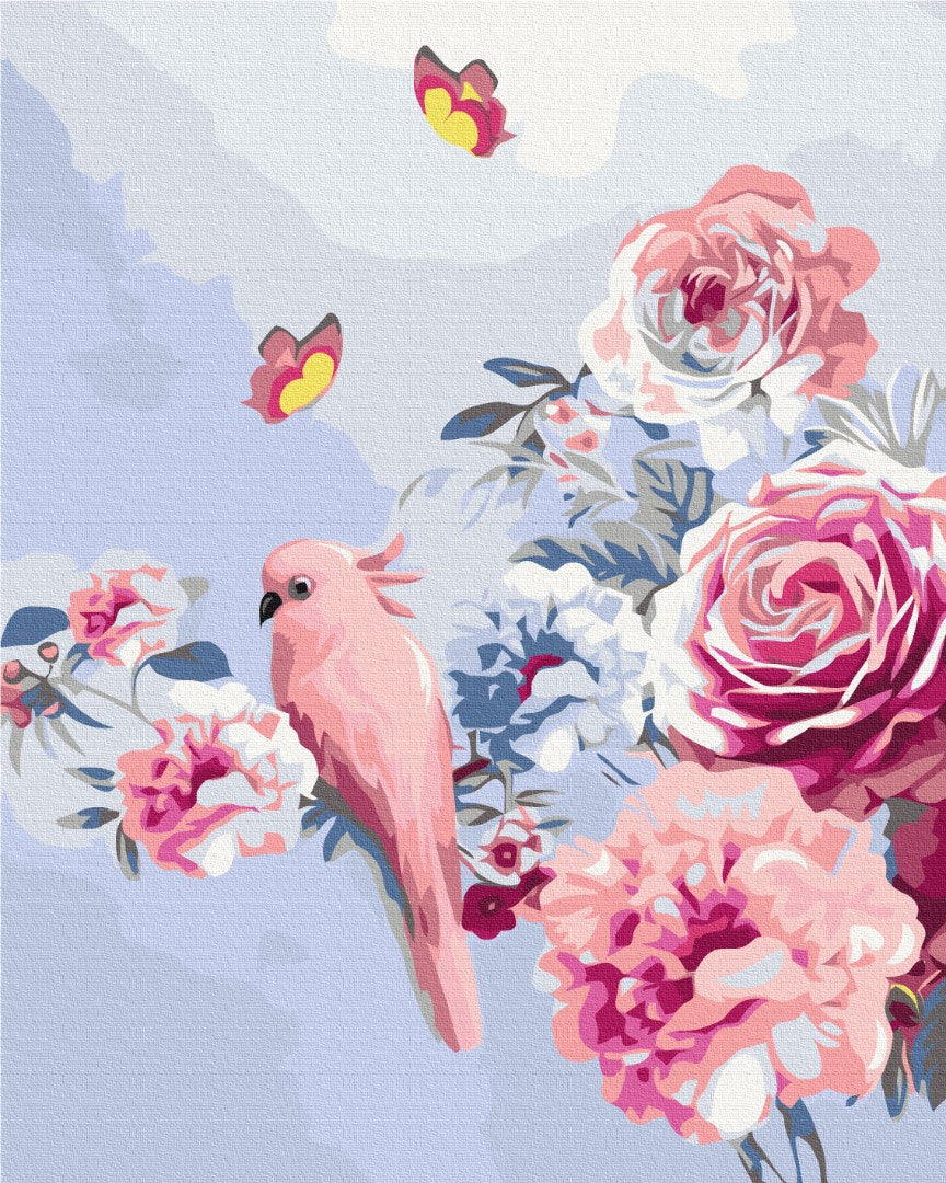 Painting by numbers Parrot in flowers (BS33352)