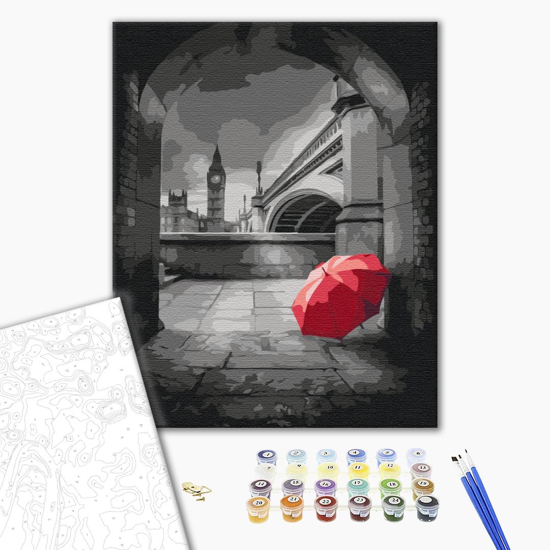 Painting by numbers Red umbrella under Big Ben (BS32893)