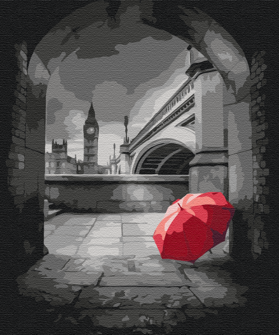 Painting by numbers Red umbrella under Big Ben (BS32893)