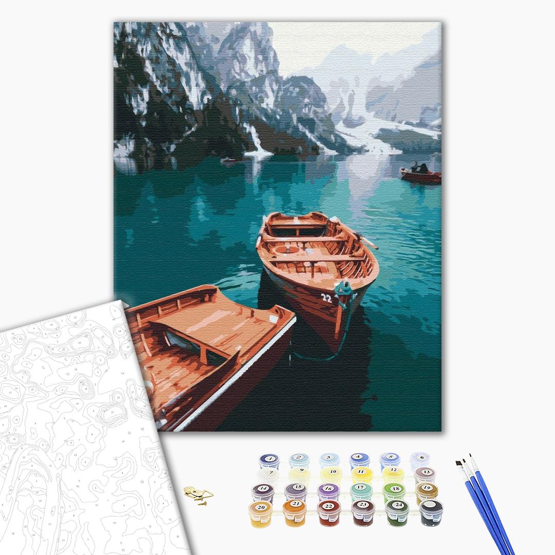 Painting by numbers Boats on an alpine lake (BS51602)