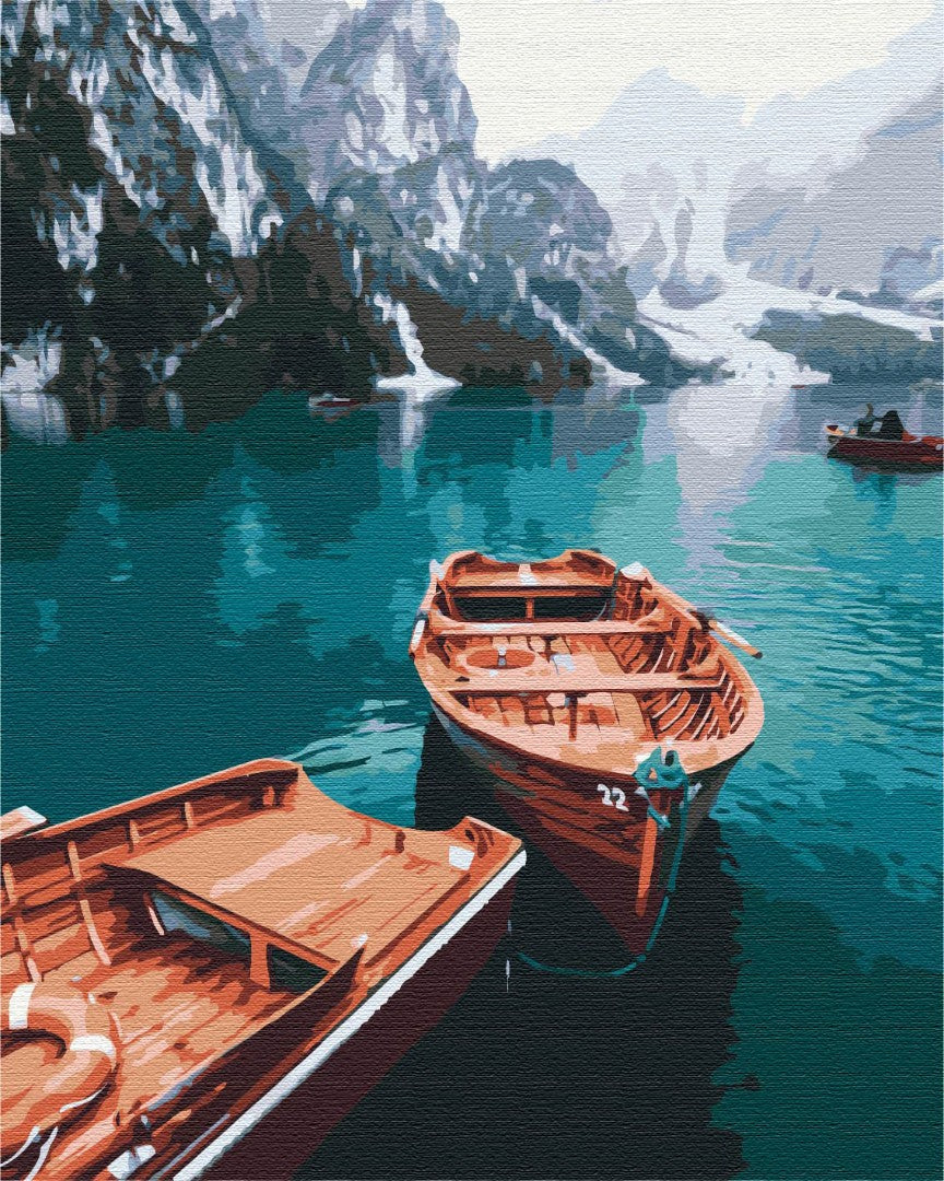 Painting by numbers Boats on an alpine lake (BS51602)