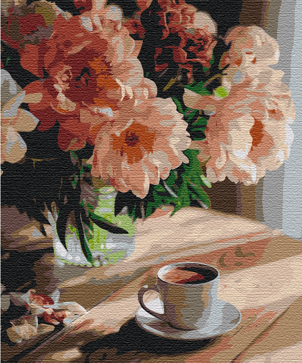 Painting by numbers Coffee with the smell of peonies (BS51686)