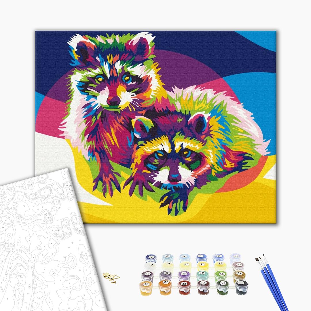 Painting by numbers Rainbow raccoons (BS26202)