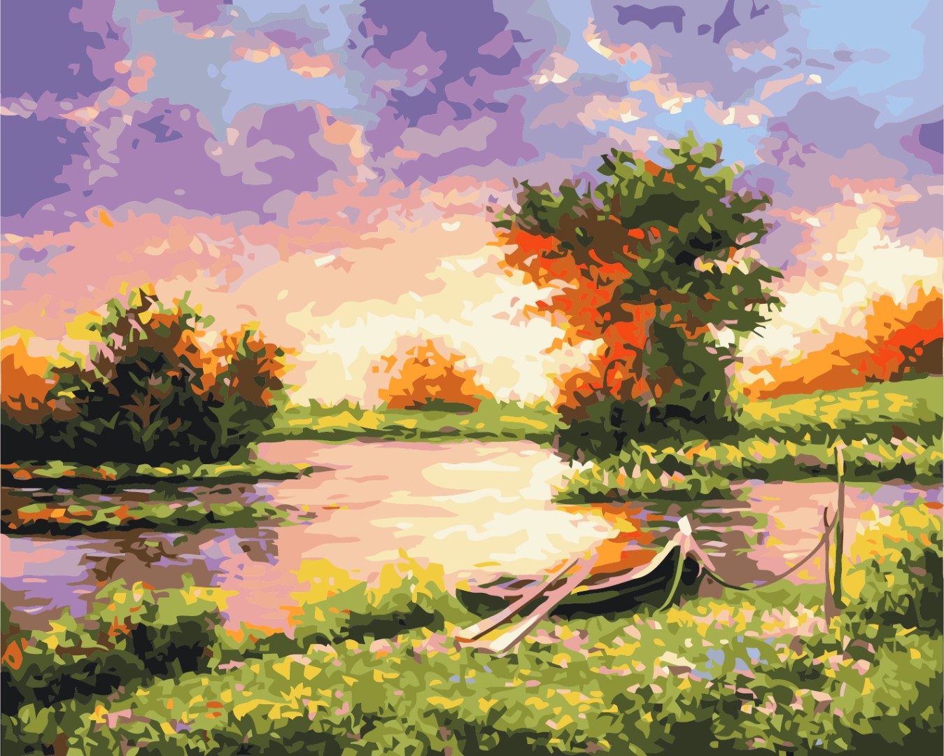 Painting by numbers Sunset on the lake (BS9923)