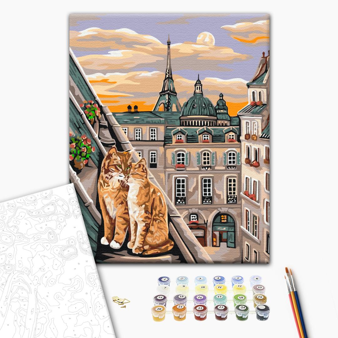 Painting by numbers Cat tenderness in Paris (BS51773)