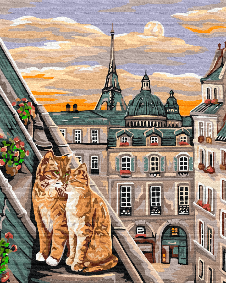 Painting by numbers Cat tenderness in Paris (BS51773)