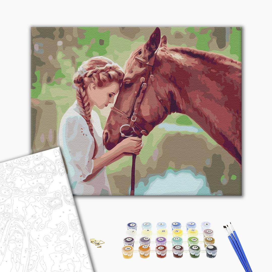 Painting by numbers Girl with a horse (BS51819)