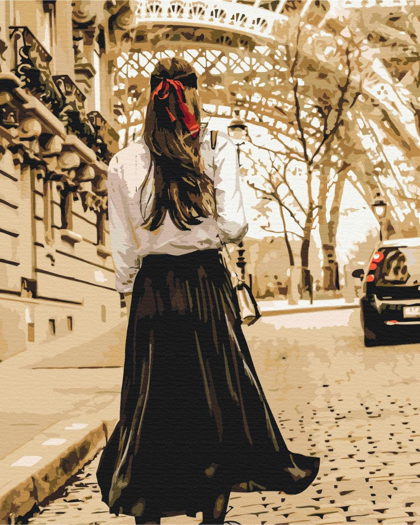 Painting by numbers Lady on the streets of Paris (BS52368)