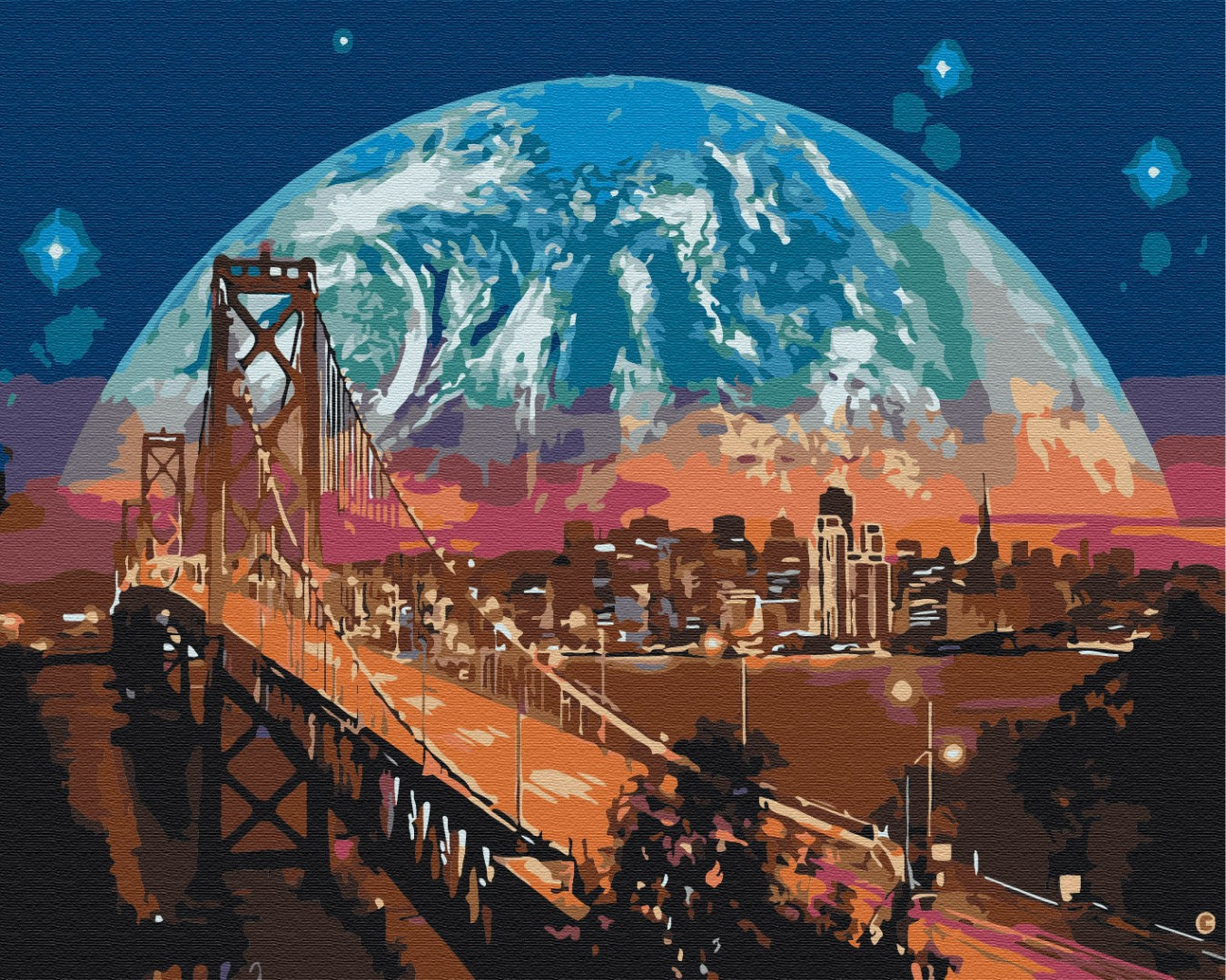 Painting by numbers Moon over San Francisco (BS8312)
