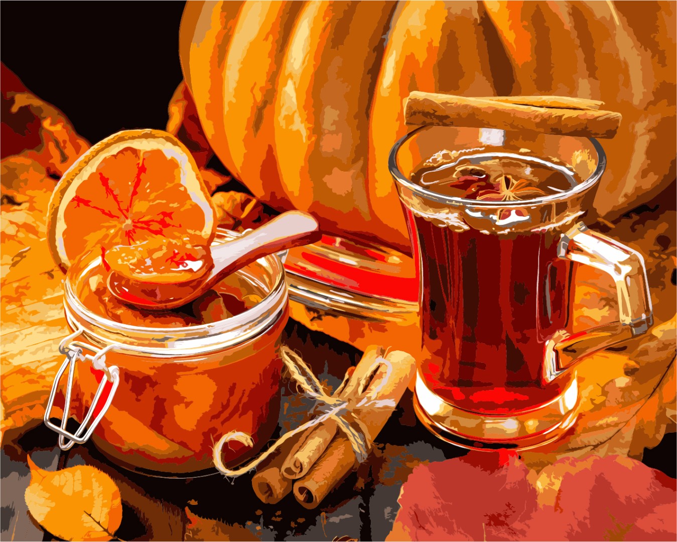Painting by numbers Autumn tea (BS52636)