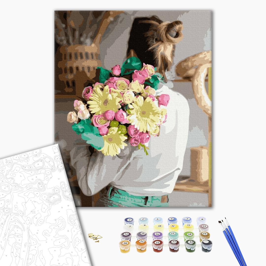 Painting by numbers Girl with a bouquet (BS52539)